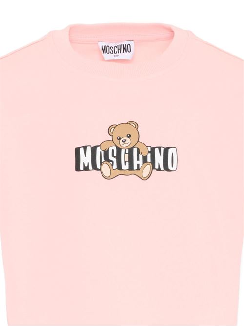 T-shirt bambina Moschino corta rosa con logo Teddy Bear MOSCHINO KID-TEEN | HDM072LBA0050209
